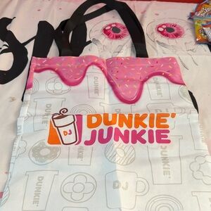 Dunkie' Junkie Pink & White Donut Tote Bag New